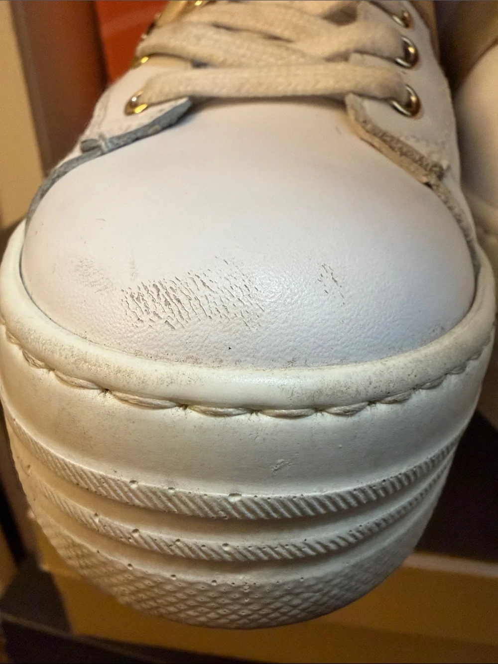 Nero Giardini White Leather Sneakers with Gold Accent